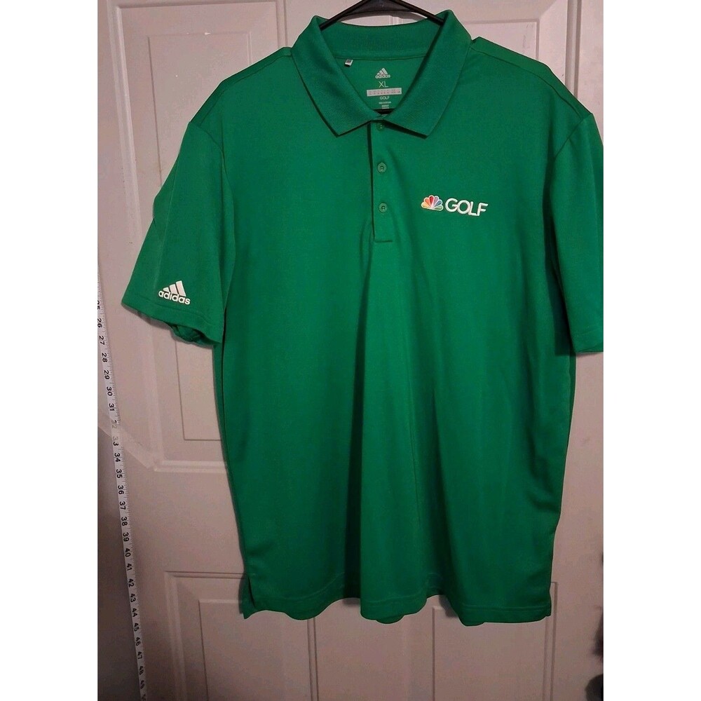 Adidas NBC Golf Polo Men's XL Green Peacock Logo 3 Stripe Sleeve Vintage